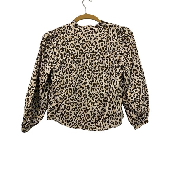 JCrew Reimagined Leopard Print Pullover Puffy Sleeve Shirt‎ Small NWT - Picture 2 of 9
